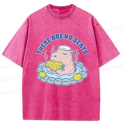 Tokyo-Tiger Capybara Enjoying Hot Springs Washed T-Shirt