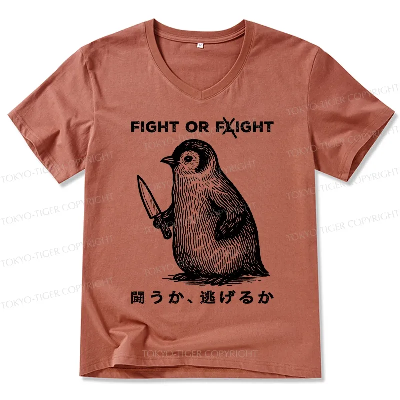 Tokyo-Tiger Funny Fight Or Flight V-Neck Classic T-Shirt