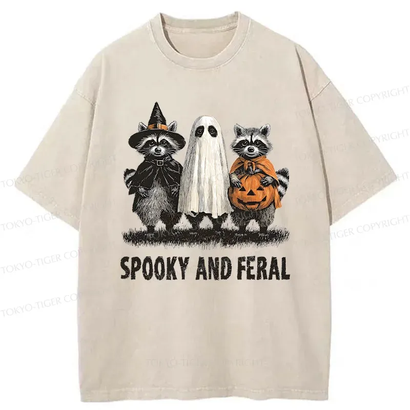 Tokyo-Tiger Halloween Raccoon Washed T-Shirt