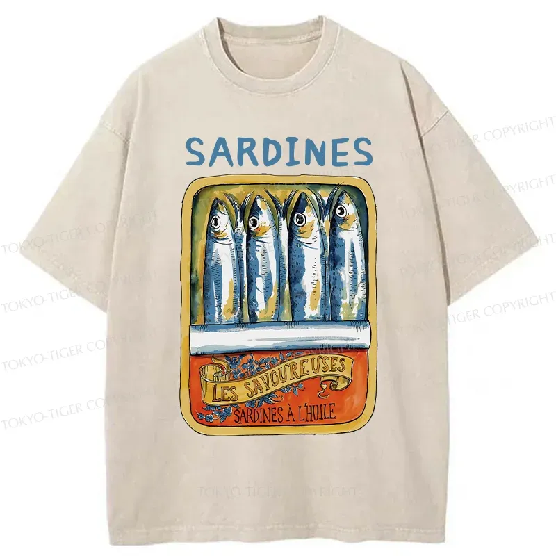 Tokyo-Tiger Vintage Sardines Can Washed T-Shirt