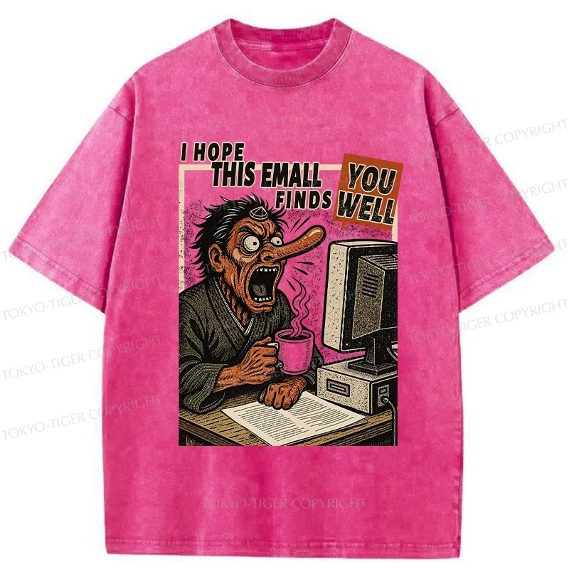 Tokyo-Tiger I Hope This Email Finds You Well Washed T-Shirt