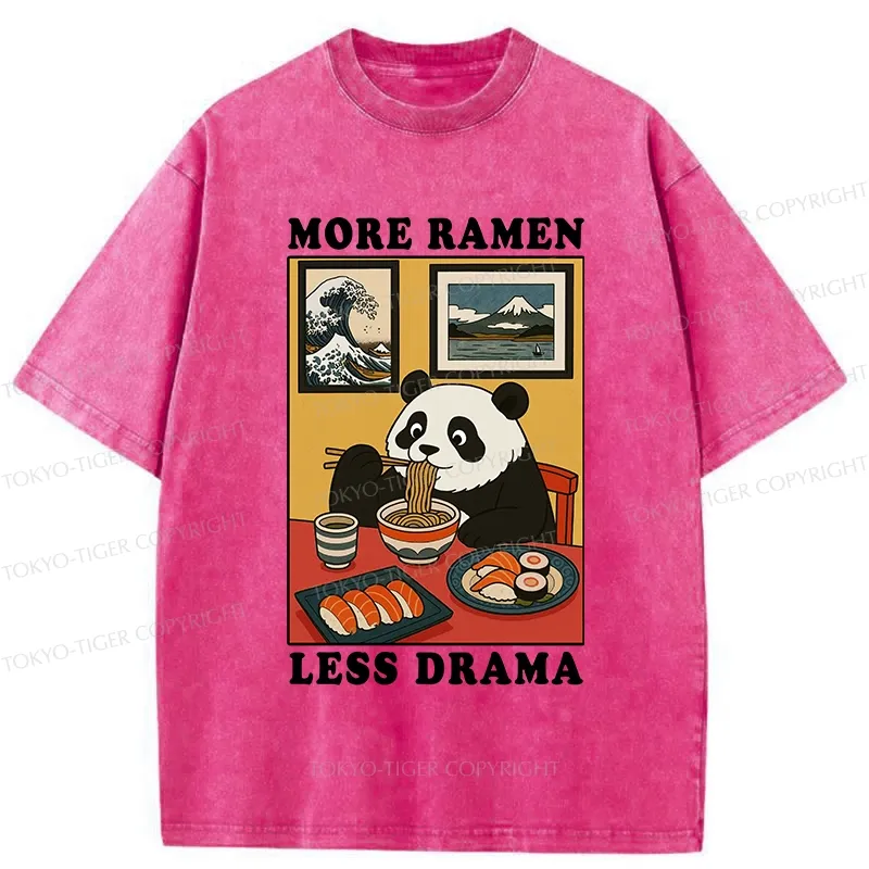 Tokyo-Tiger More Ramen Less Drama Panda Washed T-Shirt