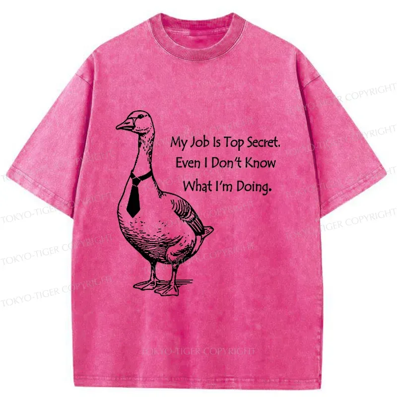 Tokyo-Tiger Serious Goose Funny Washed T-Shirt