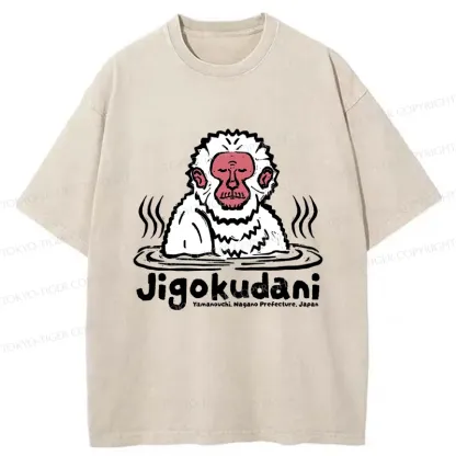 Tokyo-Tiger Japanese Hot Spring Monkey Washed T-Shirt