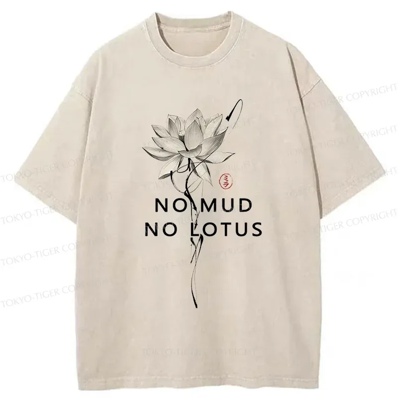 Tokyo-Tiger Japanese Zen Lotus Washed T-Shirt