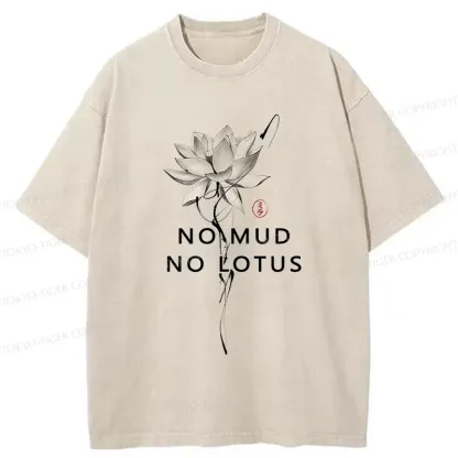 Tokyo-Tiger Japanese Zen Lotus Washed T-Shirt