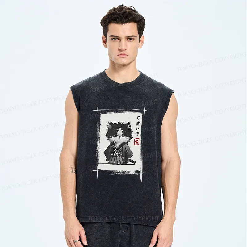 Tokyo-Tiger Kitten Samurai Washed Tank