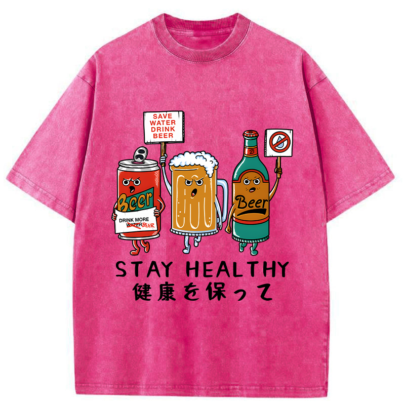 Tokyo-Tiger Stay Healthy Washed T-Shirt