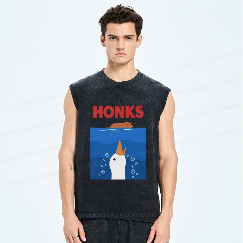 Tokyo-Tiger Funny Honks Goose Washed Tank