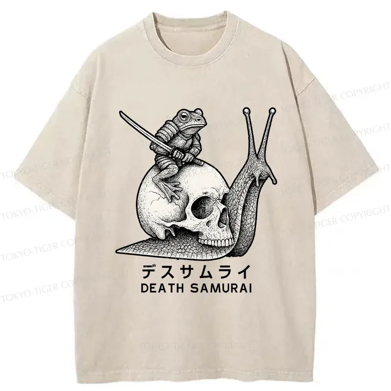 Tokyo-Tiger Frog Riding A Snail Washed T-Shirt