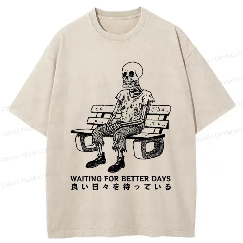 Tokyo-Tiger Waiting Skeleton Washed T-Shirt