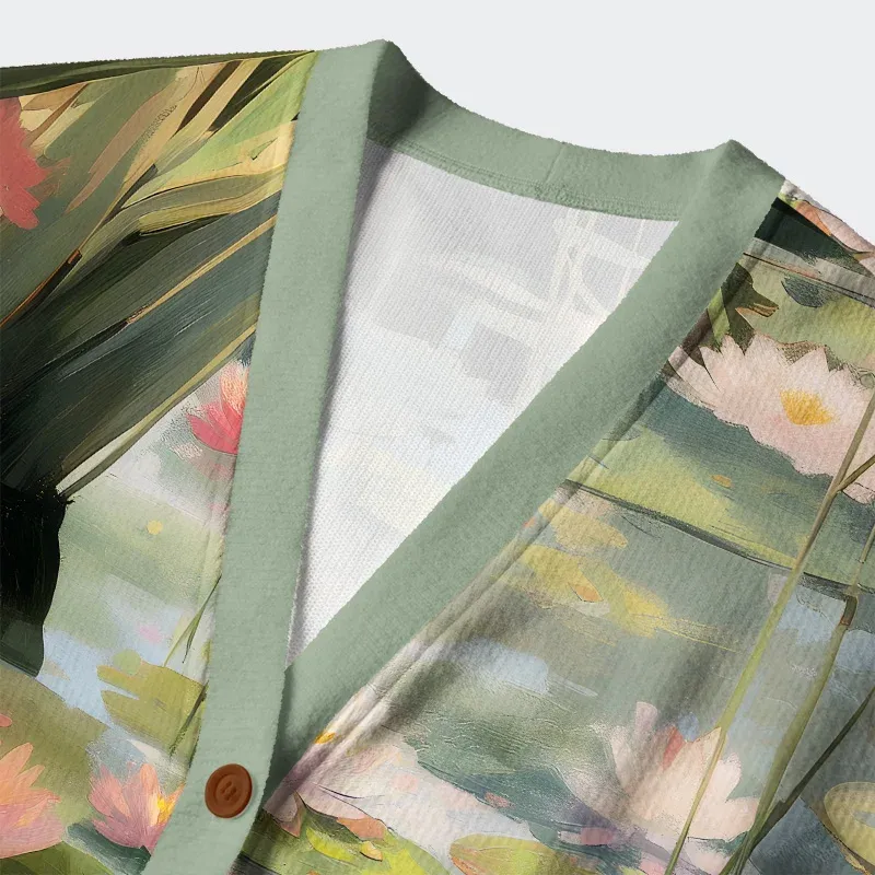 Tokyo-Tiger Cats In The Lotus Pond Ugly Cardigan Sweater