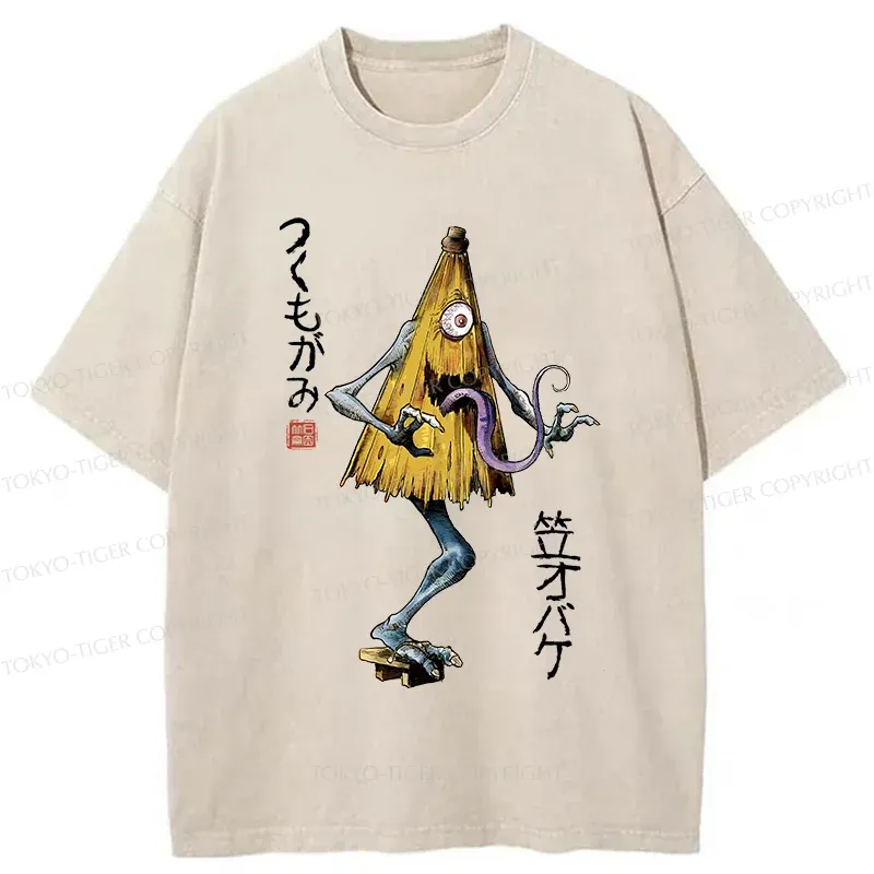 Tokyo-Tiger Japanese Umbrella Yokai Washed T-Shirt