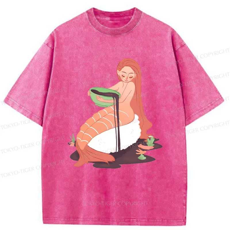 Tokyo-Tiger Sushi Mermaid Washed T-Shirt