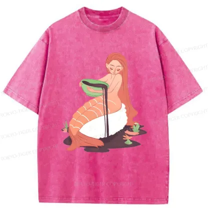 Tokyo-Tiger Sushi Mermaid Washed T-Shirt