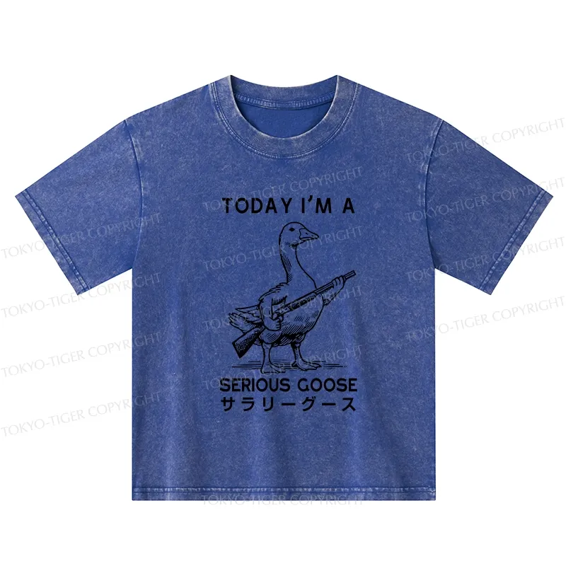 Tokyo-Tiger Serious Stupid Goose Kids Washed T-Shirt