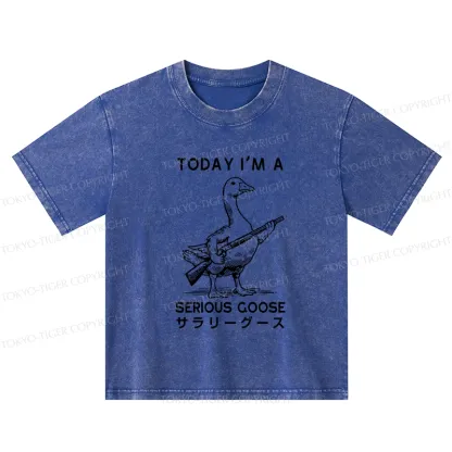 Tokyo-Tiger Serious Stupid Goose Kids Washed T-Shirt