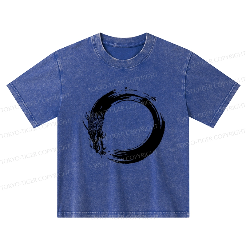 Tokyo-Tiger Dragon's Circle Kids Washed T-Shirt