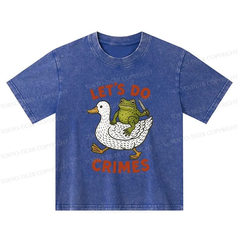 Tokyo-Tiger Frog Ready To Commit Crime Kids Washed T-Shirt