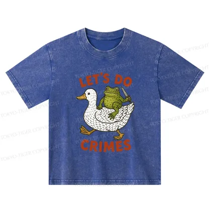 Tokyo-Tiger Frog Ready To Commit Crime Kids Washed T-Shirt