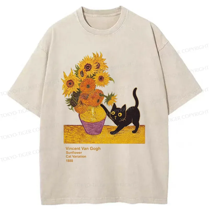 Tokyo-Tiger Naughty Van Gogh's Cat Japan Washed T-Shirt