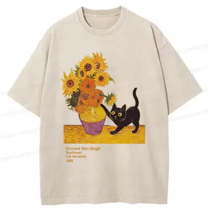 Tokyo-Tiger Naughty Van Gogh's Cat Japan Washed T-Shirt