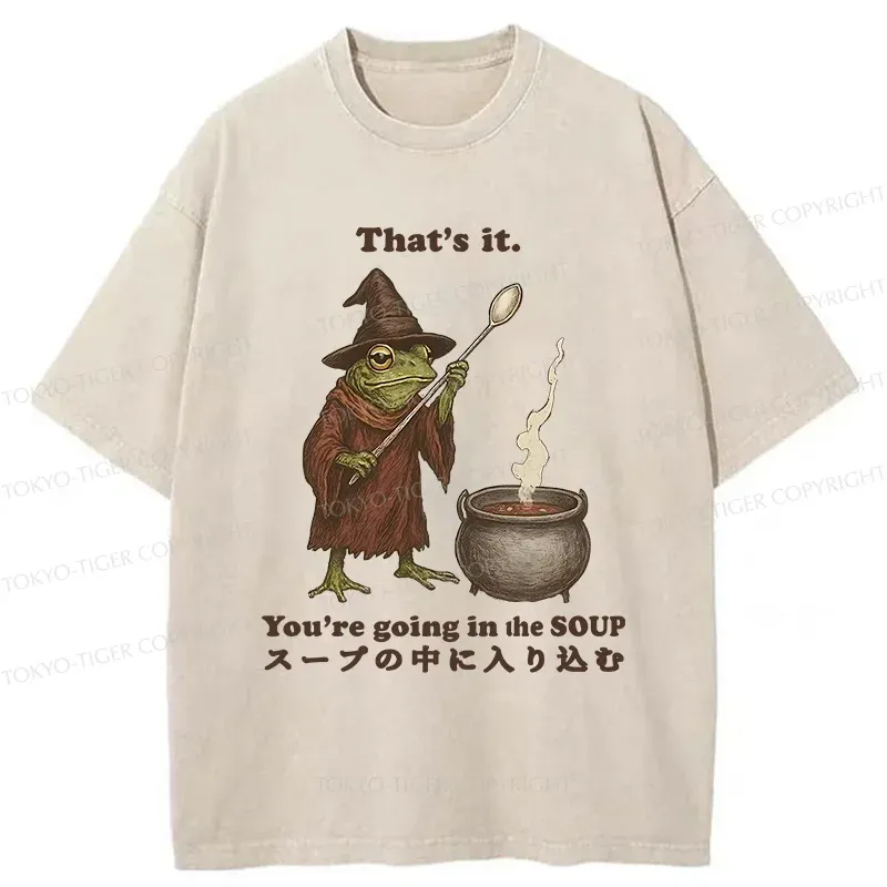 Tokyo-Tiger Funny Frog Soup Washed T-Shirt