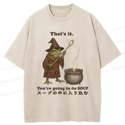 Tokyo-Tiger Funny Frog Soup Washed T-Shirt