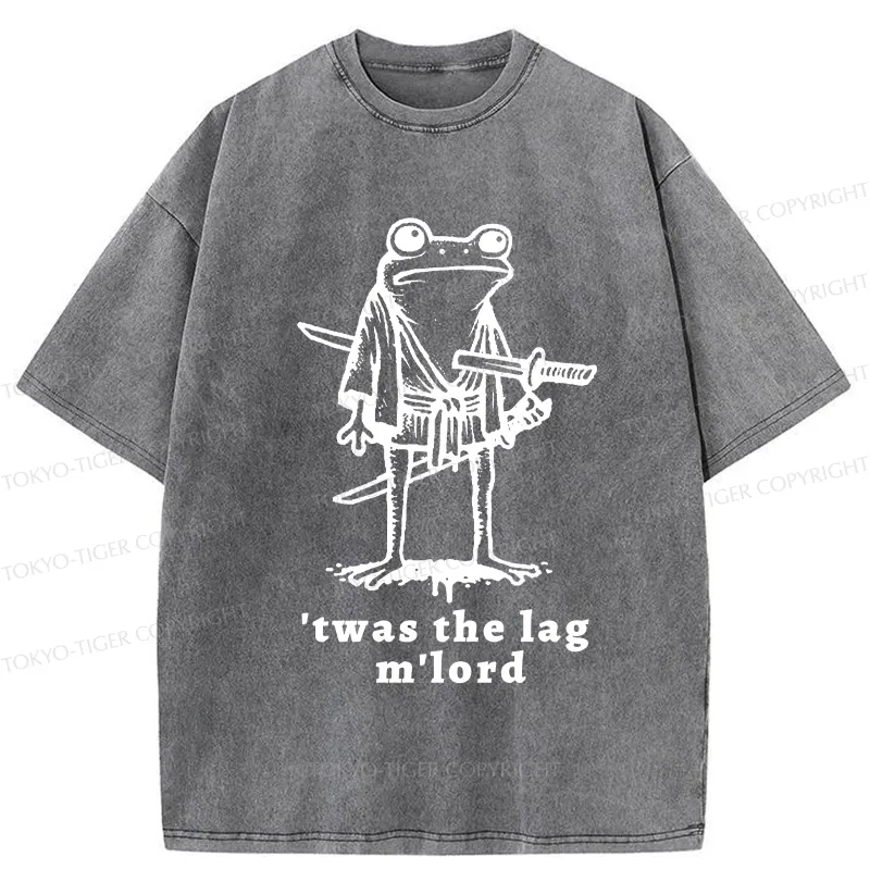 Tokyo-Tiger Funny Frog Samurai Washed T-Shirt