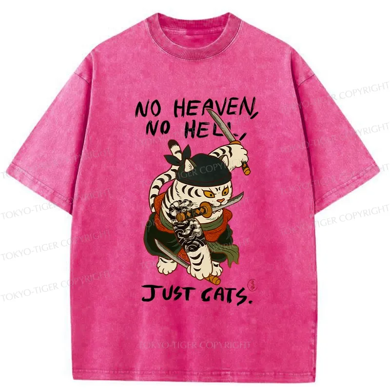 Tokyo-Tiger No Heaven No Hell Just Cats Washed T-Shirt