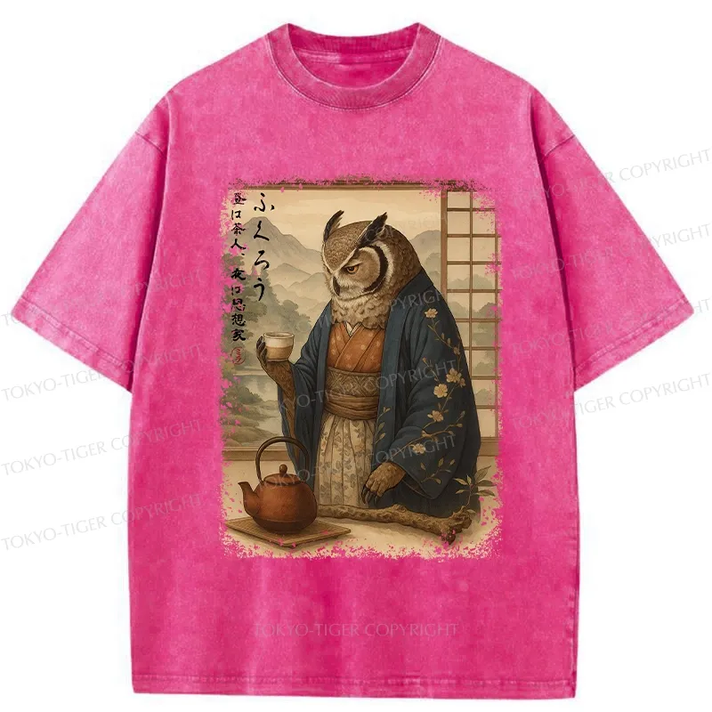 Tokyo-Tiger The Owl’s Tea Ceremony Washed T-Shirt