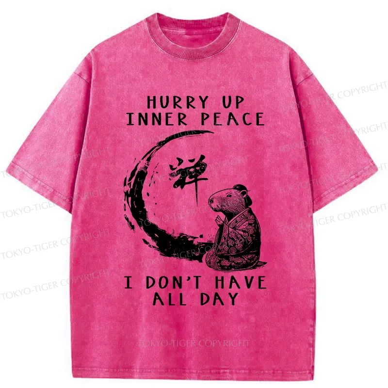 Tokyo-Tiger Hurry Up Inner Peace Zen Washed T-Shirt