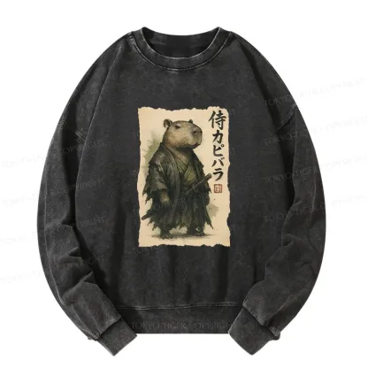 Tokyo-Tiger Capybara Samurai Washed Sweatshirt