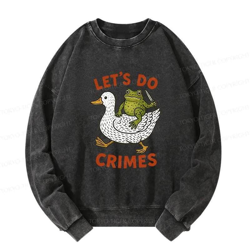 Tokyo-Tiger Frog Ready To Commit Crime Washed Sweatshirt