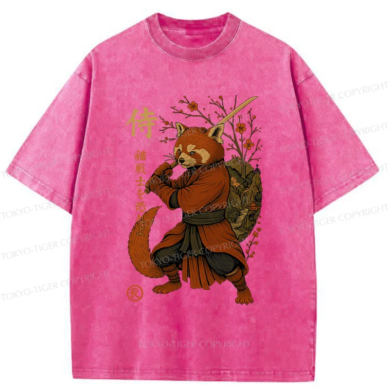 Tokyo-Tiger Red Panda Samurai Washed T-Shirt
