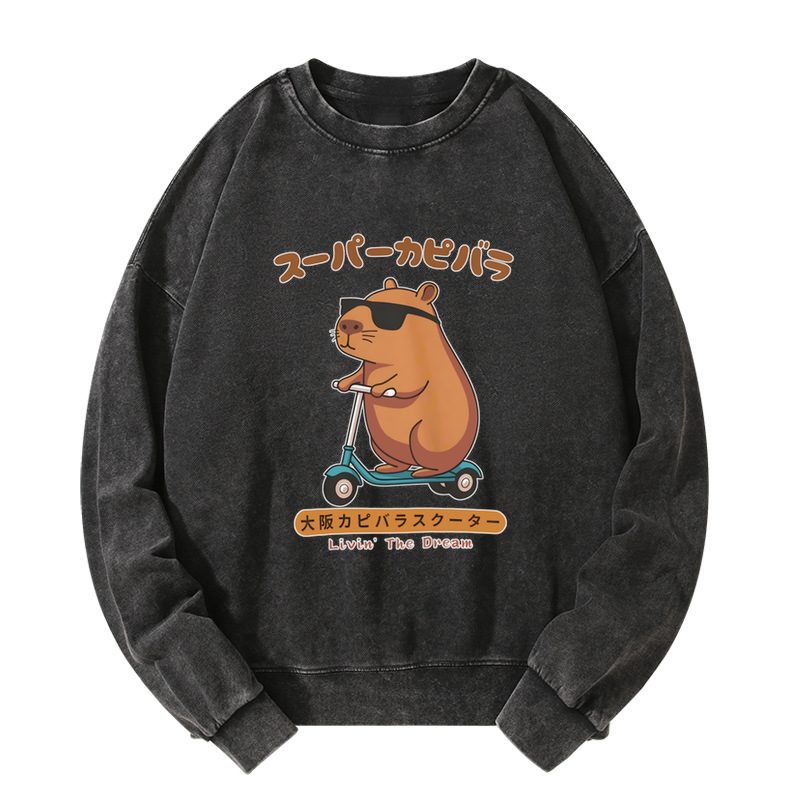 Tokyo-Tiger Osaka Capybara Scooter Washed Sweatshirt