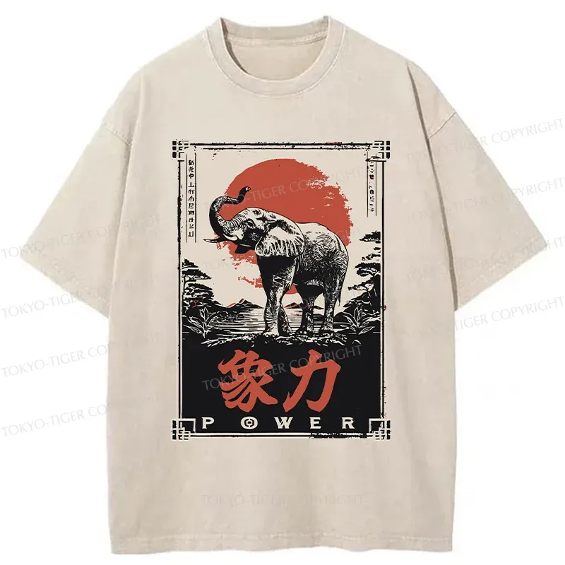 Tokyo-Tiger Japanese Elephant Washed T-Shirt