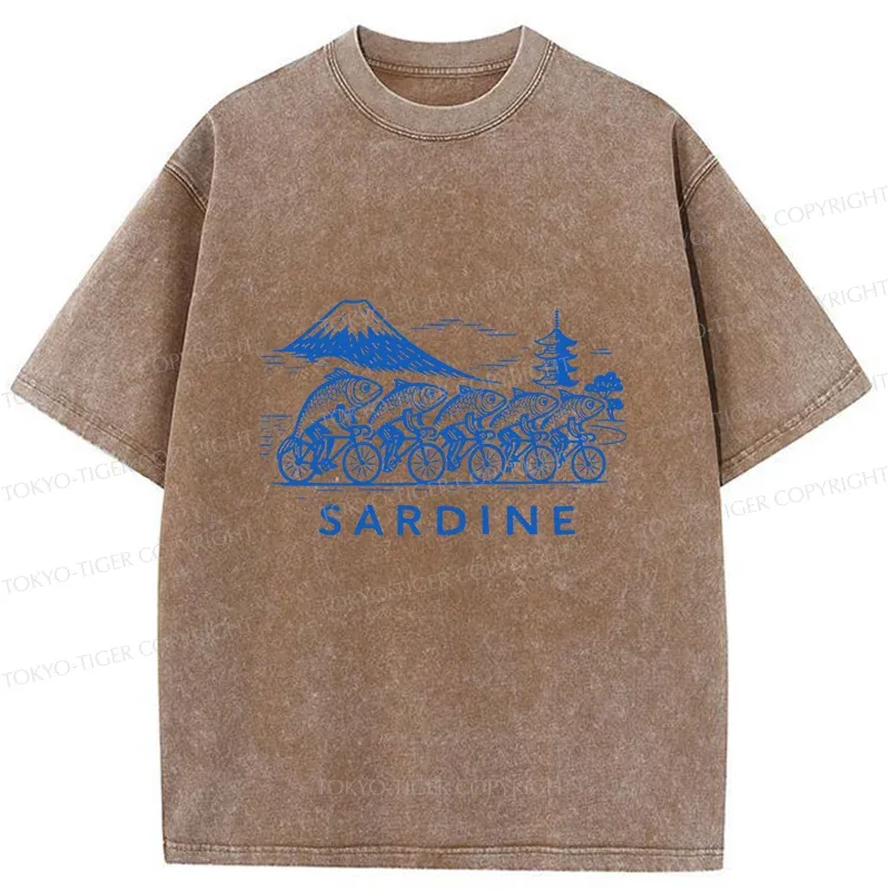 Tokyo-Tiger Sardines Bike Race Washed T-Shirt