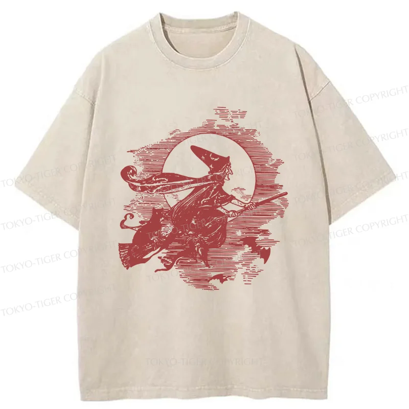 Tokyo-Tiger Witch Woodcut Washed T-Shirt