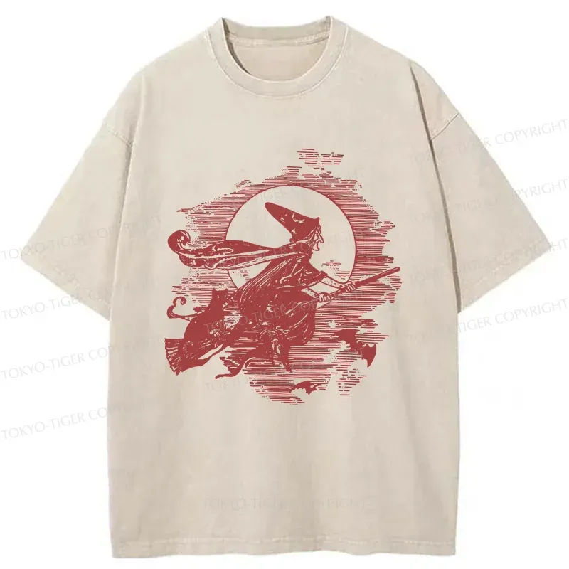 Tokyo-Tiger Witch Woodcut Washed T-Shirt
