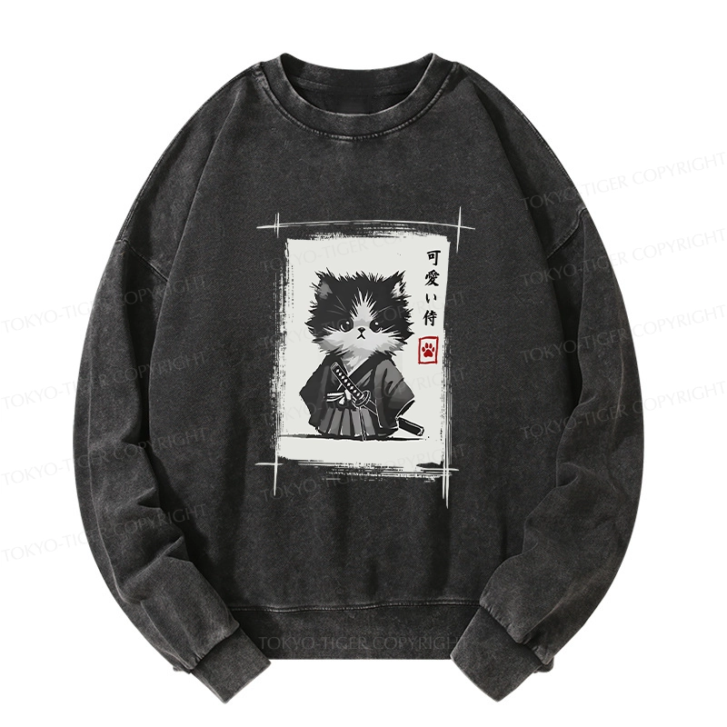 Tokyo-Tiger Kitten Samurai Washed Sweatshirt