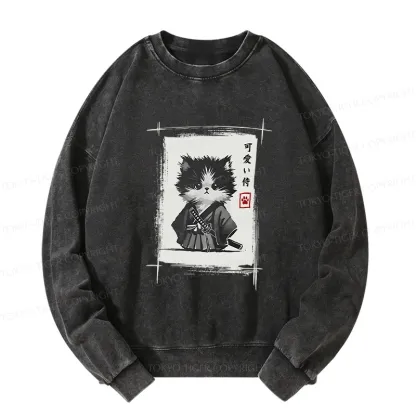 Tokyo-Tiger Kitten Samurai Washed Sweatshirt