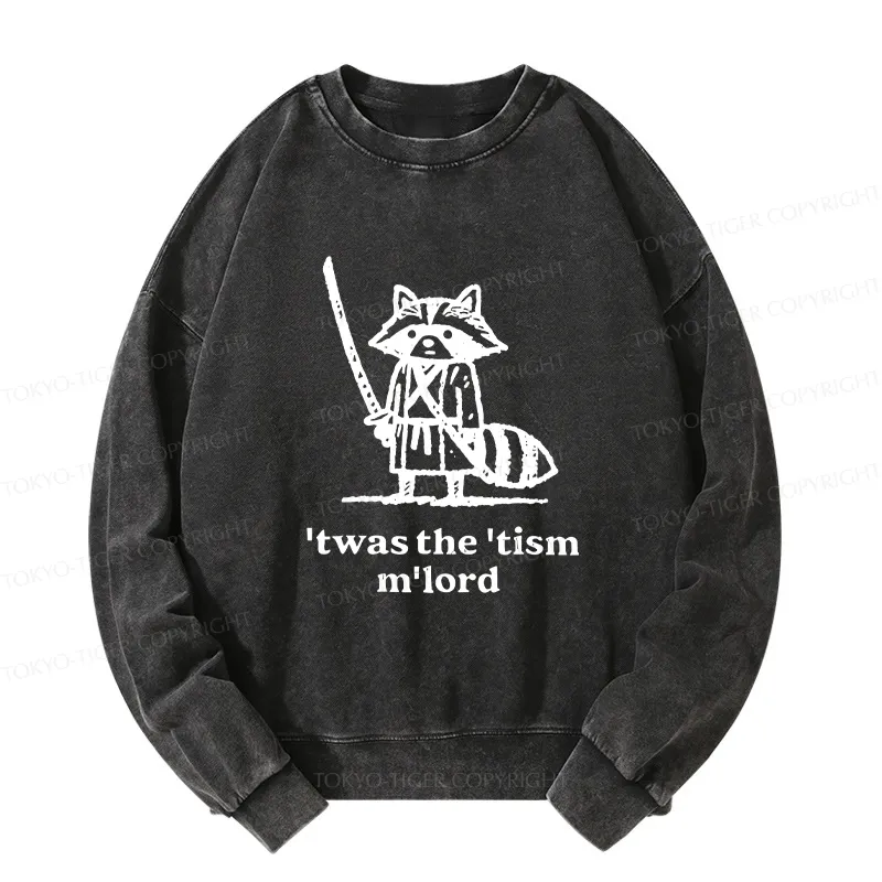 Tokyo-Tiger Focused Samurai Raccoon Washed Sweatshirt