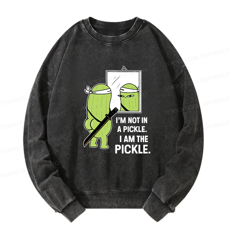 Tokyo-Tiger Funny I Am The Pickle Washed Sweatshirt