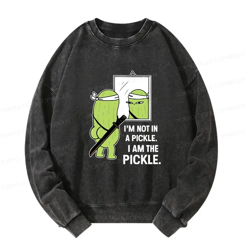 Tokyo-Tiger Funny I Am The Pickle Washed Sweatshirt