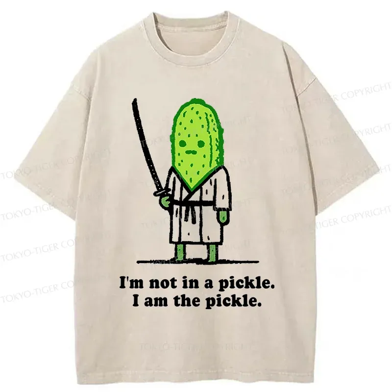Tokyo-Tiger Funny Cucumber Samurai Washed T-Shirt