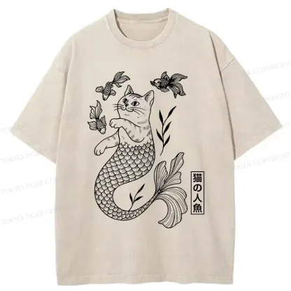 Tokyo-Tiger Catfish Funny Washed T-Shirt