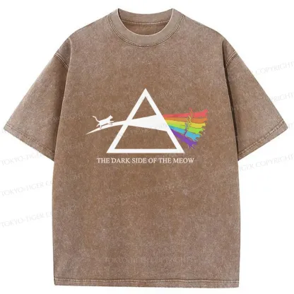 Tokyo-Tiger Funny Rainbow Cat Washed T-Shirt