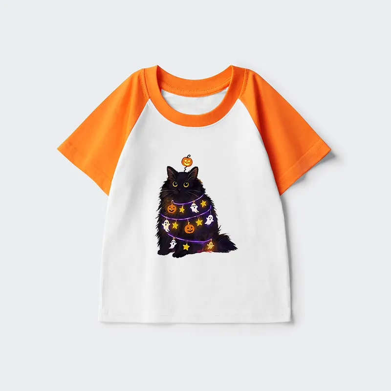 Tokyo-Tiger Halloween Cat Kids Raglan T-shirt