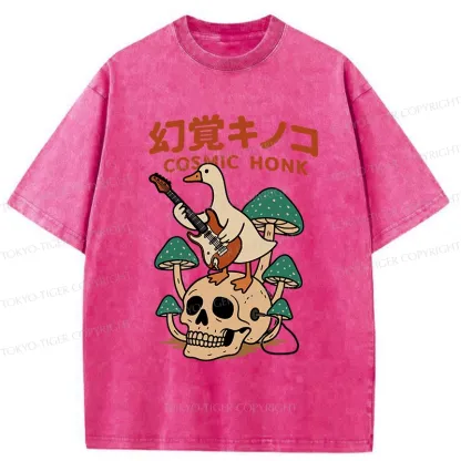 Tokyo-Tiger Hallucinogenic Mushrooms Cosmic Honk Washed T-Shirt